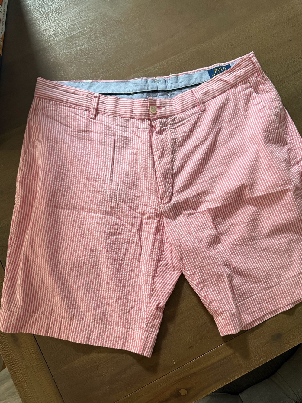 Polo by Ralph Lauren Pink Seersucker Flat-Front Men’s Shorts